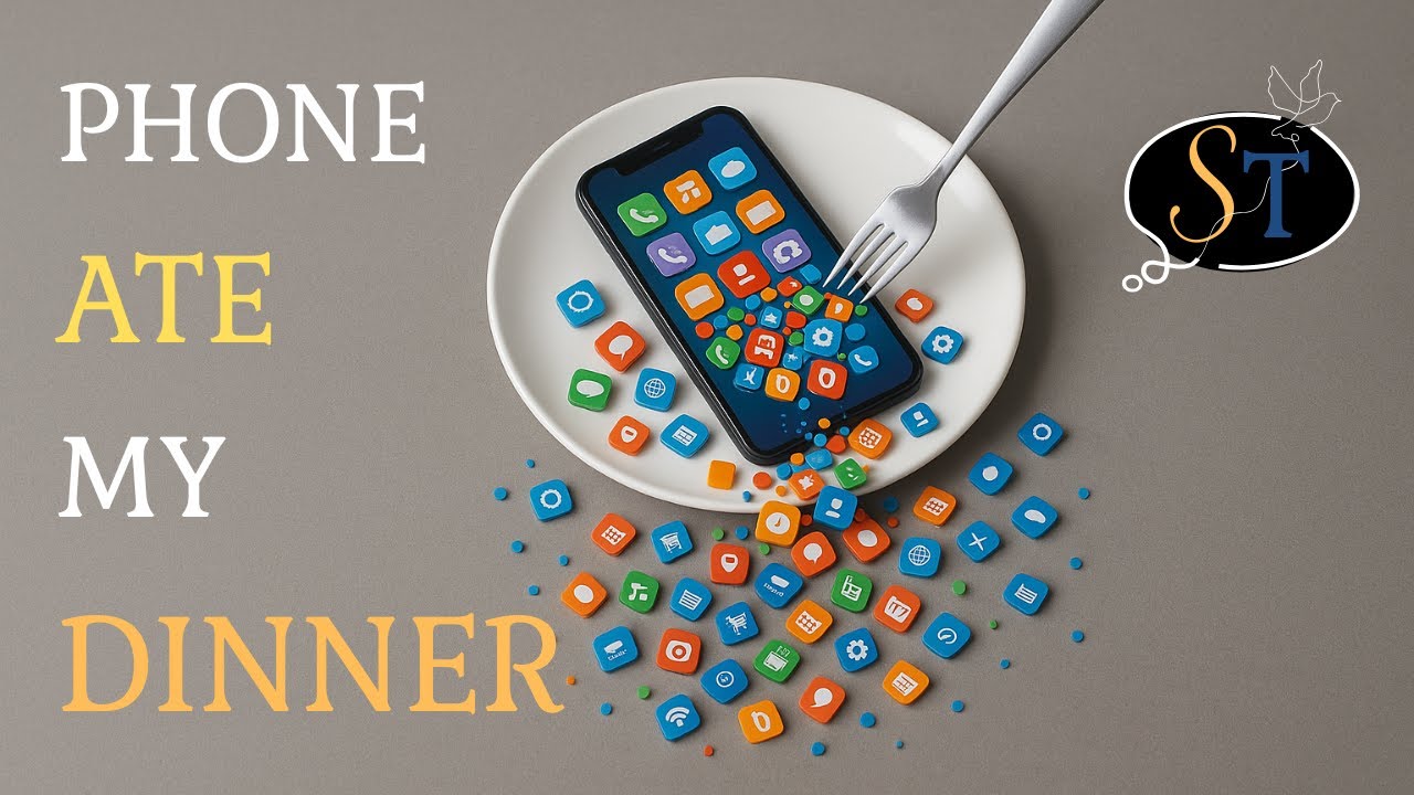 Phone on a plate. All sorts of apps fall off the phone, making it difficult to eat.