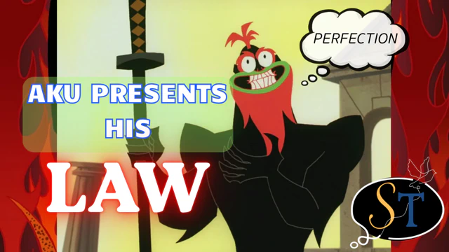 Aku from Samurai Jack looming over a dystopian future